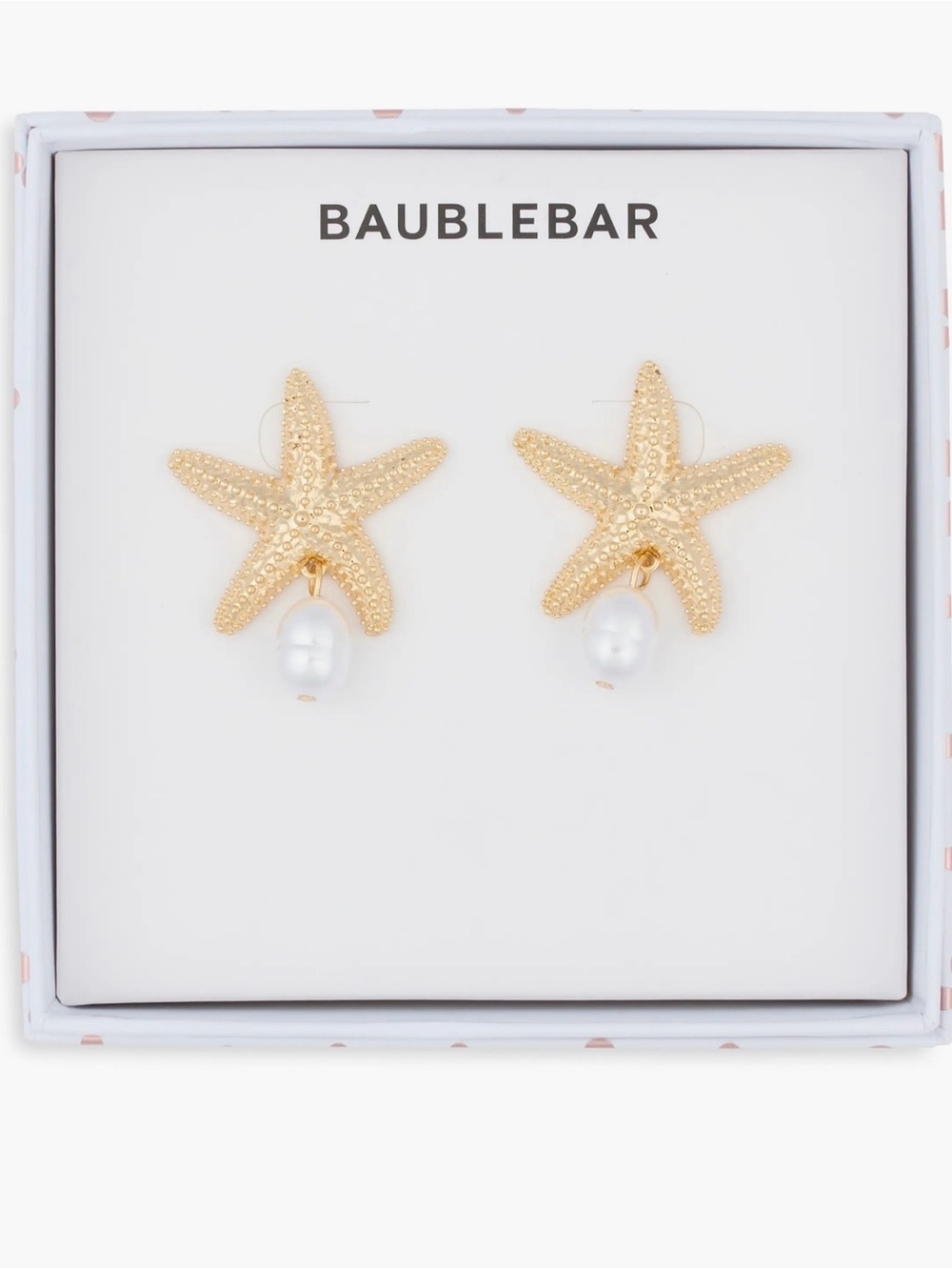 Brand New Baublebar O-Fish-Ally a Star Faux Pearl Drop Statement Earrings